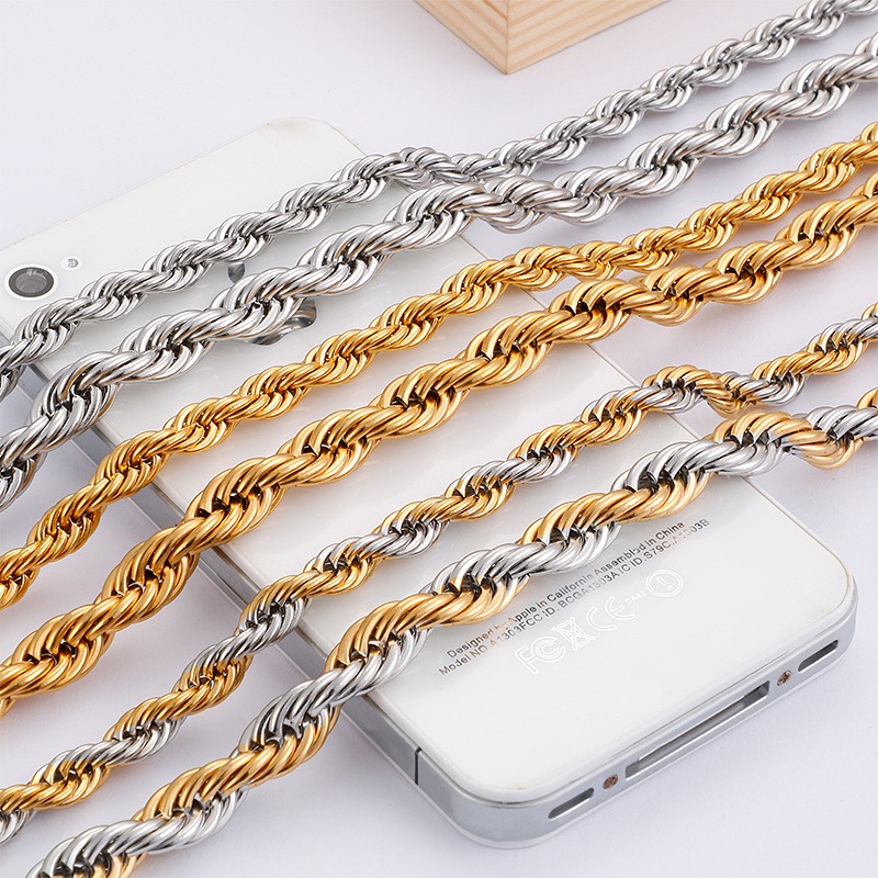 6MM/8mm 24 Inch Heavy Huge Singapore Twist Rope Chain Necklace Link For Boys Mens Stainless Steel Jewelry Silver/ Gold Father's Day Gifts
6MM/8mm 24 Inch Heavy Huge Singapore Twist Rope Chain Necklace Link For Boys Mens Stainless Steel Jewelry Silver/ Gold Father's Day Gifts