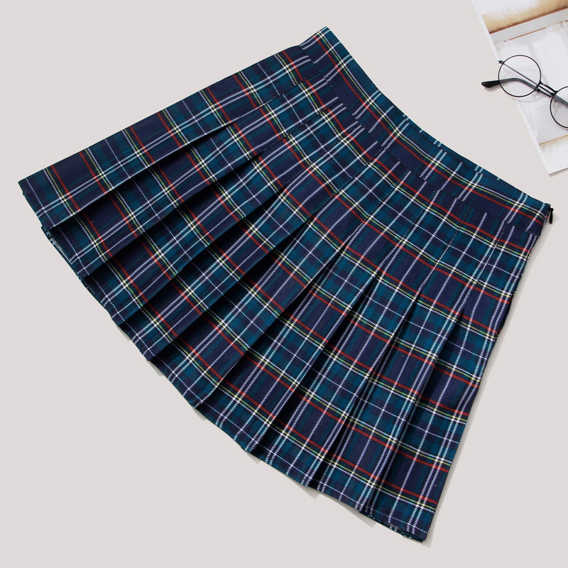FESTY KARY Preppy Style Summer Women Skirts Fashion Kawaii Cute Pleated High Waist Korean Plaid Mini Skirt 220317