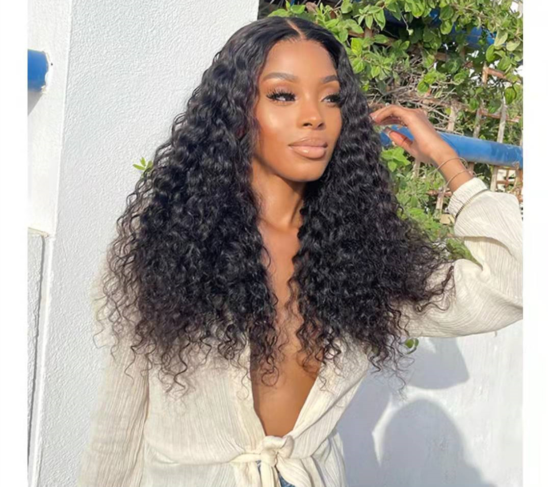 Invisible Real hd Transparent lace water wave 13x4 frontal lace wig pre plucked curly natural human hair 150% density