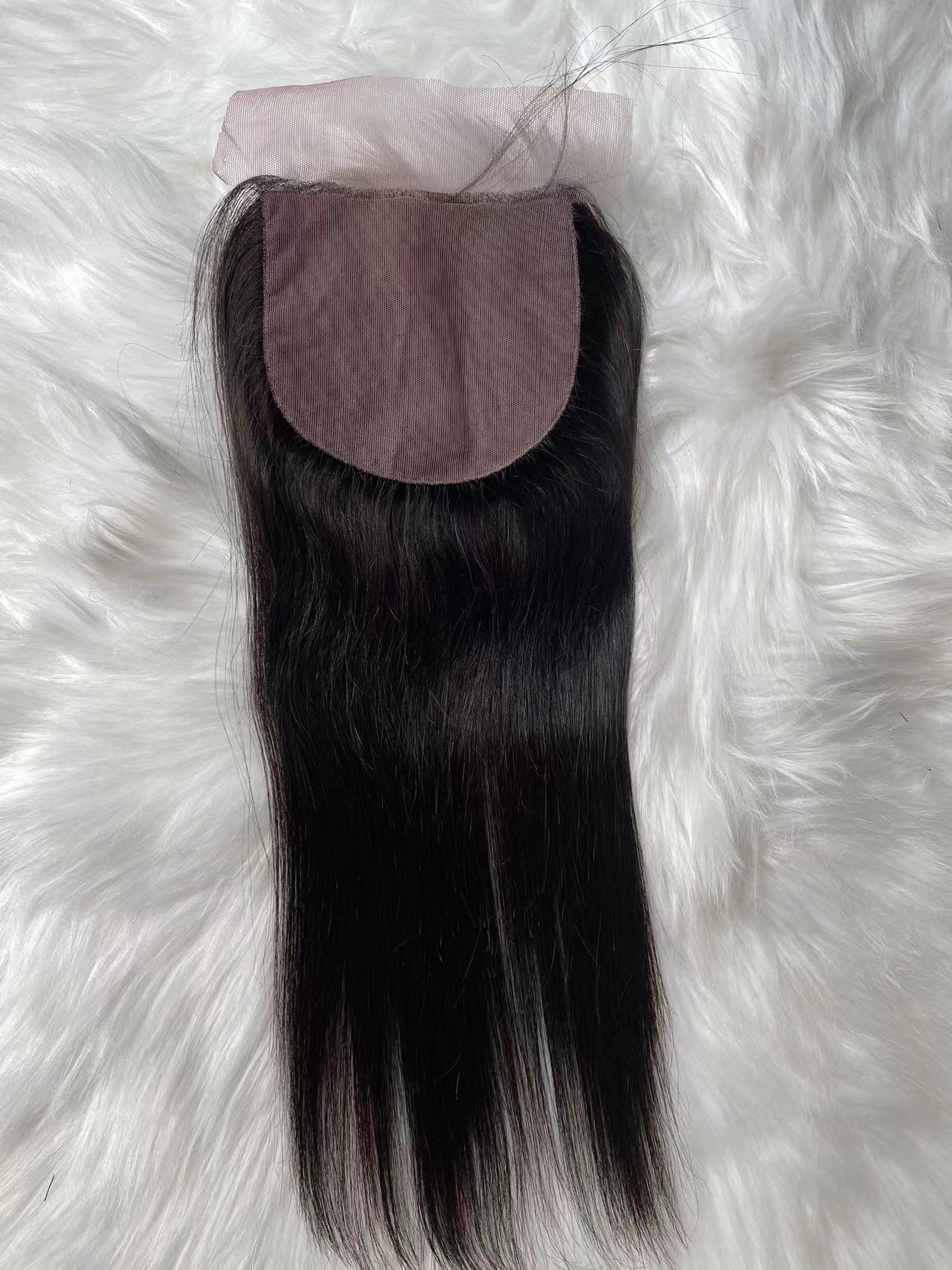 Natural Color Human Hair Closure Silk top 5x5 Lace Closure virgin Brazilian Straight Pre Plucked