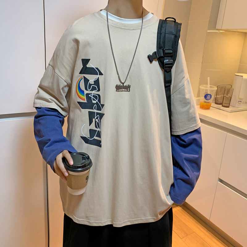 Spring Autumn New Fashion O-Neck Long Sleeve T Shirt Men Casual Oversized Mens T-Shirt Fashion Patchwork Top Tee Shirts, Sky blue
Spring Autumn New Fashion O-Neck Long Sleeve T Shirt Men Casual Oversized Mens T-Shirt Fashion Patchwork Top Tee Shirts, Sky blue