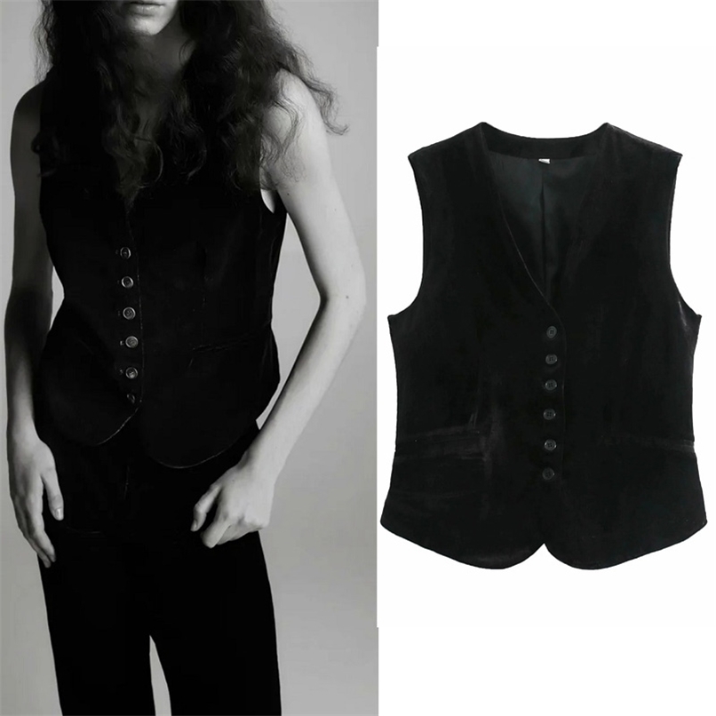 Women's Vest Fall Winter Thin Loose Waistcoat Ladies Fashion Cardigan Outwear Velvet Sleeveless Vests Tops Chic 220316
