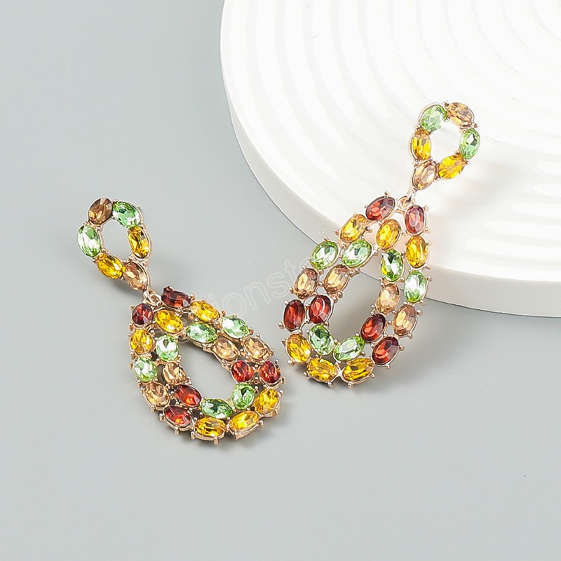 Metal Rhinestone Geometric Dangle Earrings Casual Party Trend Statement Earrings Women's Simple Jewelry