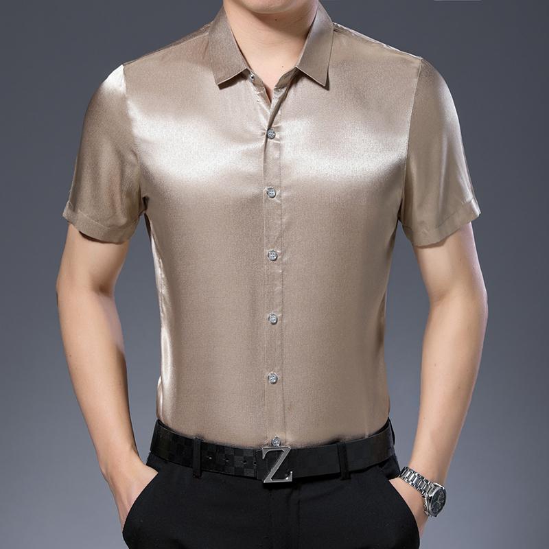 Men's Casual Shirts Arrival Mens Short Sleeve Soft Silk Shirt Pure Color Man Dress, White;black
Men's Casual Shirts Arrival Mens Short Sleeve Soft Silk Shirt Pure Color Man Dress, White;black