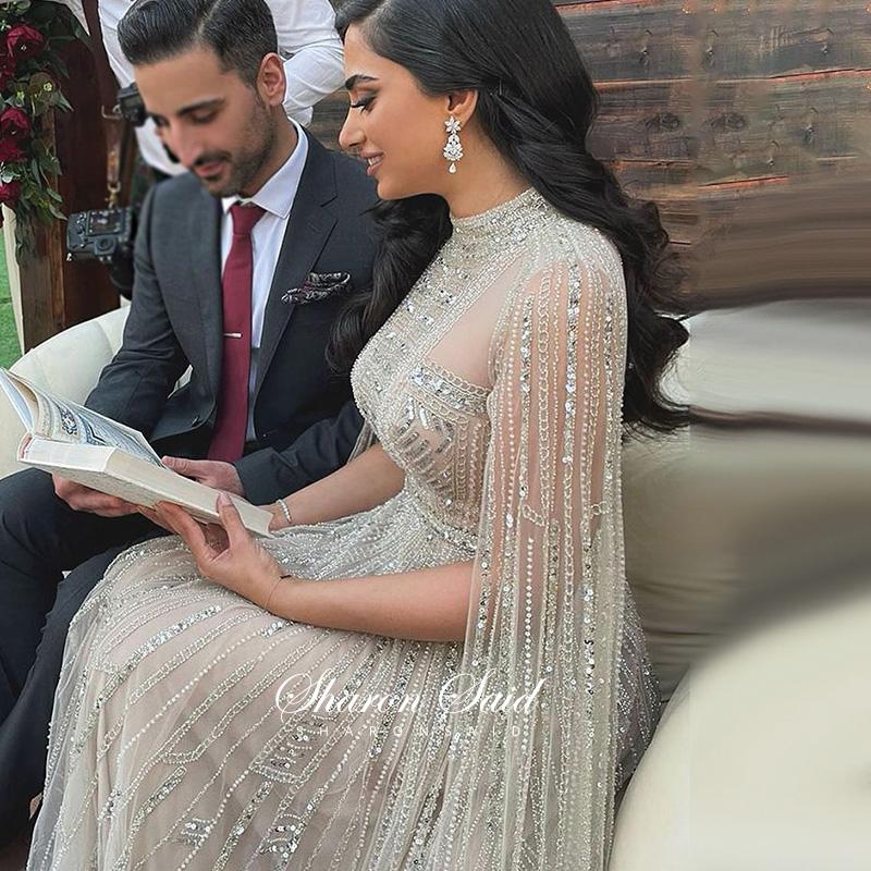 Party Dresses Luxury Beading Grey Nude Arabic Evening With Cape Sleeves 2022 Elegant Women Formal Dress For Wodding Gowns SS428Party, Gold
Party Dresses Luxury Beading Grey Nude Arabic Evening With Cape Sleeves 2022 Elegant Women Formal Dress For Wodding Gowns SS428Party, Gold