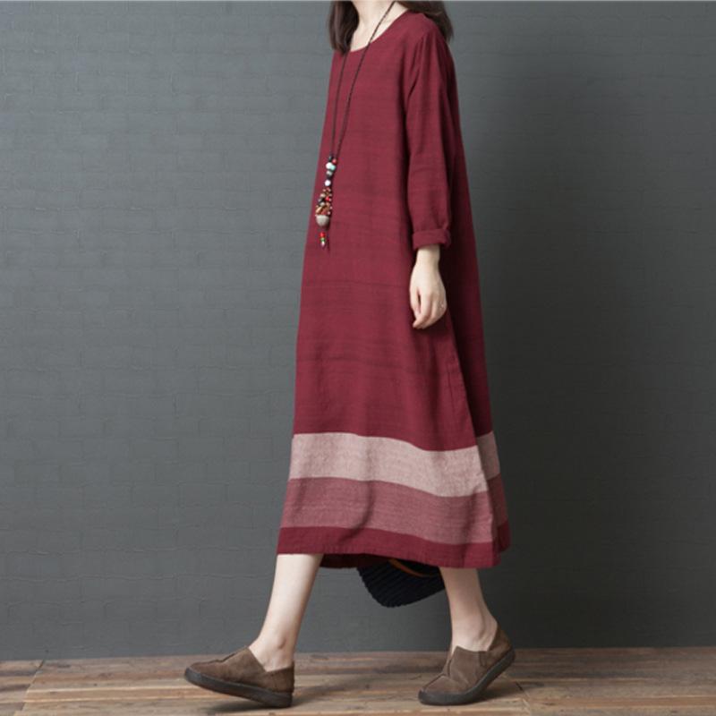 Casual Dresses 2022 Autumn Loose Simple Striped Dress Korean All-match Lazy Style O-neck Elegant Women, Black;gray
Casual Dresses 2022 Autumn Loose Simple Striped Dress Korean All-match Lazy Style O-neck Elegant Women, Black;gray
