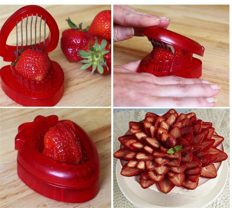 Creative Strawberry Slicer Fruit Vegetable Tools Carving Cake Decorative Cutter Kitchen Gadgets Accessories Fruit Carving Knife Cutter