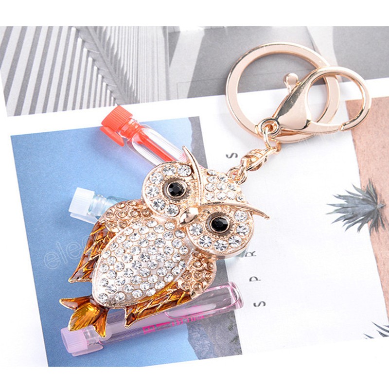 Crystal Owl Keychain Male Alloy Rhinestone Animal Car Key Ring Female Bag Pendant Accessories Girl Gift Jewelry