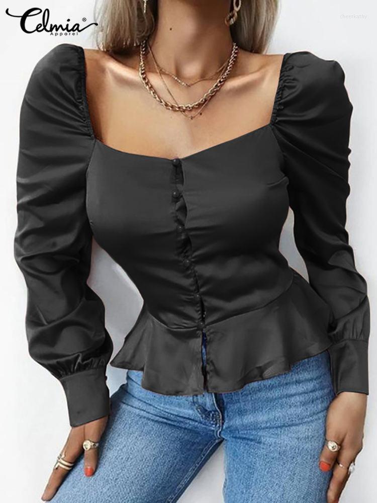 Women' Blouses & Shirts Celmia Square Collar Satin Silk Peplum Tops Fashion Elegant Puff Long Sleeve Casual Shirt Summer 2022 Women Ruffle, Pink
Women' Blouses & Shirts Celmia Square Collar Satin Silk Peplum Tops Fashion Elegant Puff Long Sleeve Casual Shirt Summer 2022 Women Ruffle, Pink