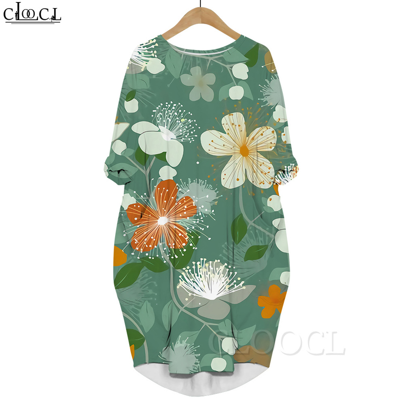 Women Casual Loose Dress Beautiful Flowers 3D Printed Dress Long Sleeve Gown Pocket Dress Green Robe Dresses 220616, Long sleeved dress 4
Women Casual Loose Dress Beautiful Flowers 3D Printed Dress Long Sleeve Gown Pocket Dress Green Robe Dresses 220616, Long sleeved dress 4