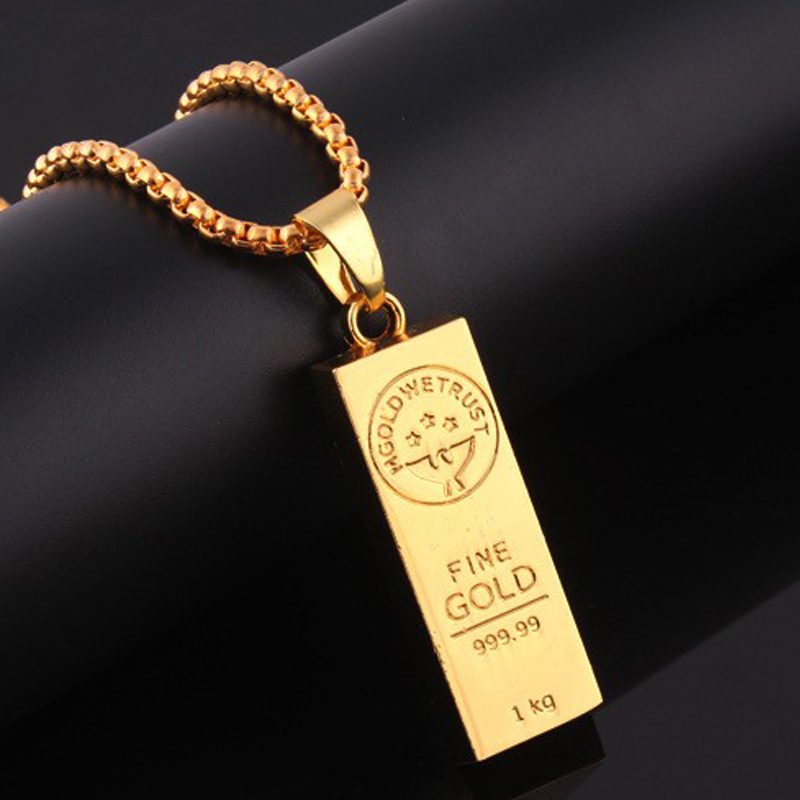 Hip Hop Men Plated Iced Out Gold Bar Pendent Necklace With Tennis Chain America Popular believe Necklaces Jewelry Gift