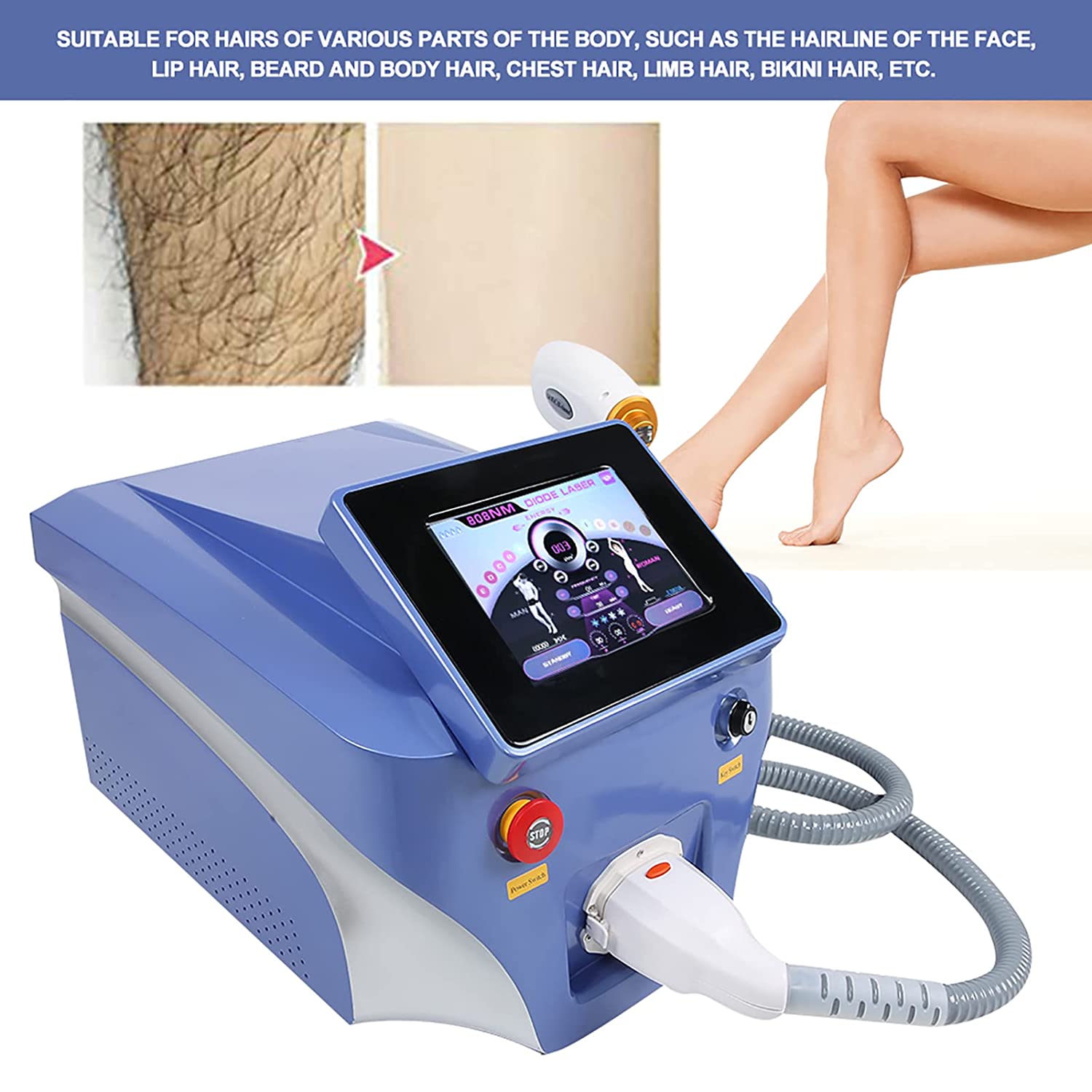 Portable Salon Alexandrite Diode Laser 755 808 1064 Portable / 808 Diode Laser Hair Removal epilator machine Home