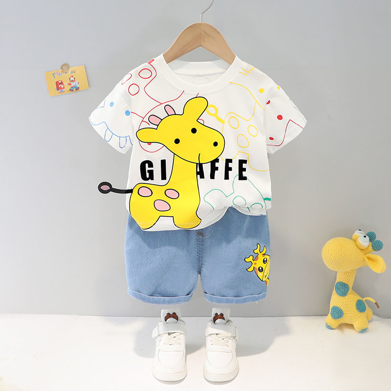 Summer Boy T Clothes Sets Cute deer Cotton Material Baby Suits High Quality Short Children Shirt Infant 2 Years Old Costom 220507