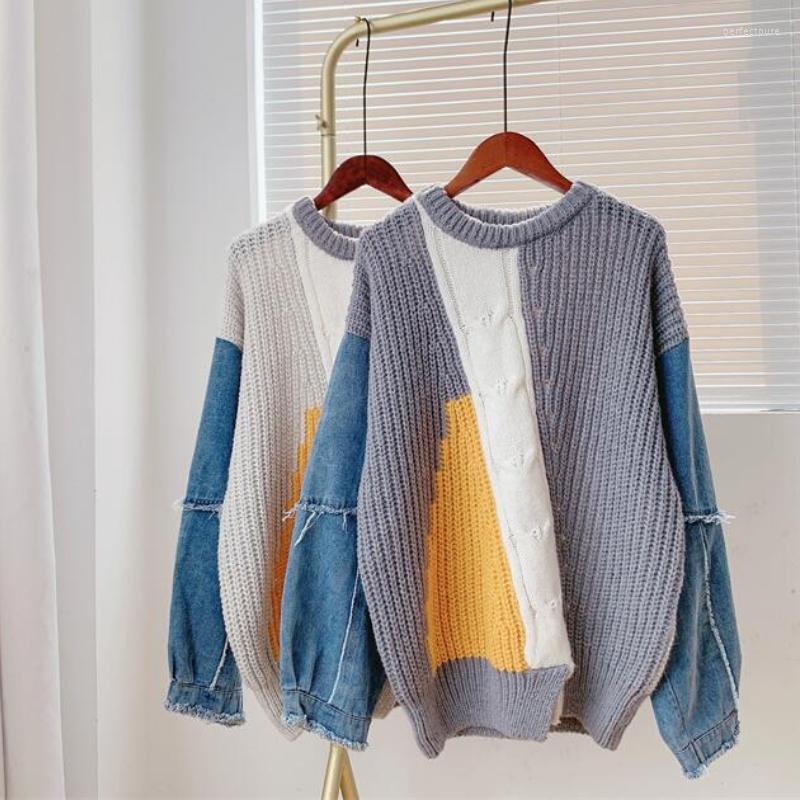 Women's Sweaters Coare Yarn Contrast Color Denim Patchwork Sweater Women's 2022 Autumn Winter Loose Round Neck Long-sleeved YQ323Women's, Dark grey
Women's Sweaters Coare Yarn Contrast Color Denim Patchwork Sweater Women's 2022 Autumn Winter Loose Round Neck Long-sleeved YQ323Women's, Dark grey