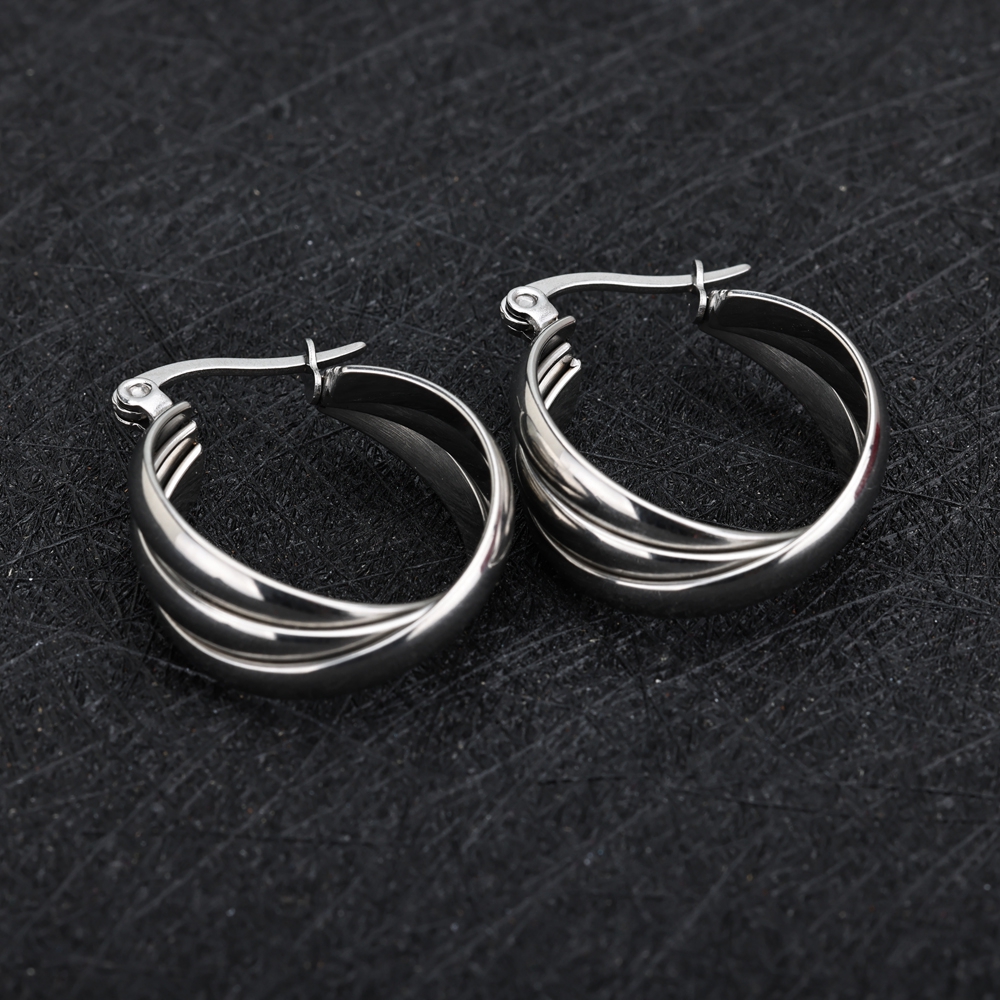 & Hie Triple Laywer Hoop Earrings for Women Ladies Gift Jewelry With Engraved