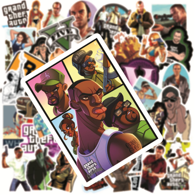 50Pcs Game Grand Theft Auto sticker GTA stickers Graffiti Kids Toy Skateboard car Motorcycle Bicycle Sticker Decals Wholesale