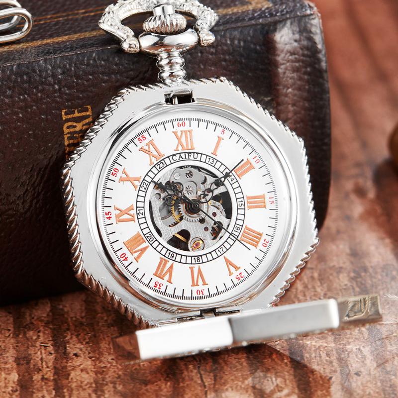 Pocket Watches Vintage Sliver Mechanical Watch For Man Women Clock Unique Octagon Hollow Skeleton Gear Dial FOB Chain Steampunk, Color 1
Pocket Watches Vintage Sliver Mechanical Watch For Man Women Clock Unique Octagon Hollow Skeleton Gear Dial FOB Chain Steampunk, Color 1