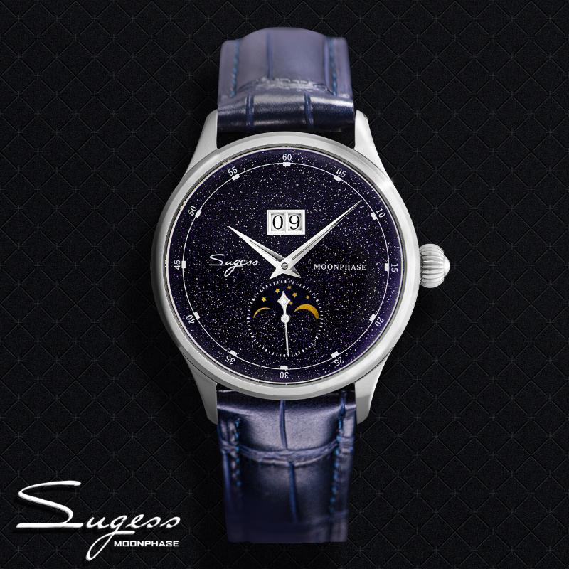 Wristwatches Sugess Moonphase Watch Of Men Automatic Mechanical Blue Sandstone Dial Seagull 2528 Movement Stainless Steel Limited 2022Wristw, Blue leather
Wristwatches Sugess Moonphase Watch Of Men Automatic Mechanical Blue Sandstone Dial Seagull 2528 Movement Stainless Steel Limited 2022Wristw, Blue leather