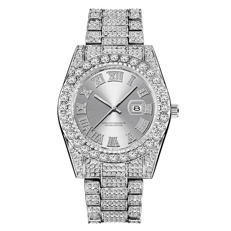 Wristwatches Luxury Gold Roman Bling Hip Hop Full Iced Out Watch Quartz Blue Diamond Watches Men Silver Diomand Reloj De Diamantes, Gold blue
Wristwatches Luxury Gold Roman Bling Hip Hop Full Iced Out Watch Quartz Blue Diamond Watches Men Silver Diomand Reloj De Diamantes, Gold blue