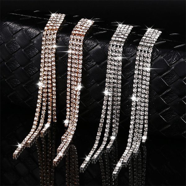 dangle New Luxury Rhinestone Crystal Long Tassel Earrings Women Bridal Drop Earrings Party Wedding Jewelry Gifts A68
dangle New Luxury Rhinestone Crystal Long Tassel Earrings Women Bridal Drop Earrings Party Wedding Jewelry Gifts A68