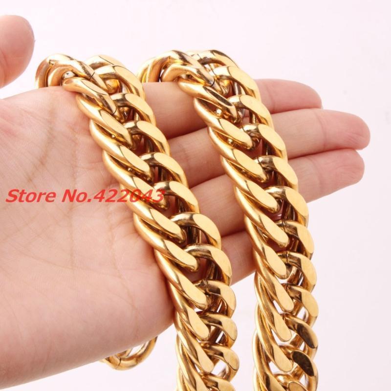 High Quality 7-40" 18mm Heavy Gold Color Stainless Steel Mens Curb Cuban Chain Necklace / Bracelet Wholesale Or Retail Chains
High Quality 7-40" 18mm Heavy Gold Color Stainless Steel Mens Curb Cuban Chain Necklace / Bracelet Wholesale Or Retail Chains