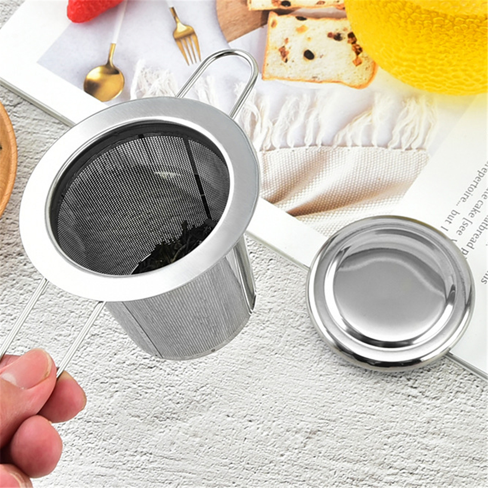 Tea Tools Stainless Steel Mesh Loose Leaf Tea Infuser Strainer Diffuser with Lid Folding Handle Spice Filter Steeper XBJK22036219640