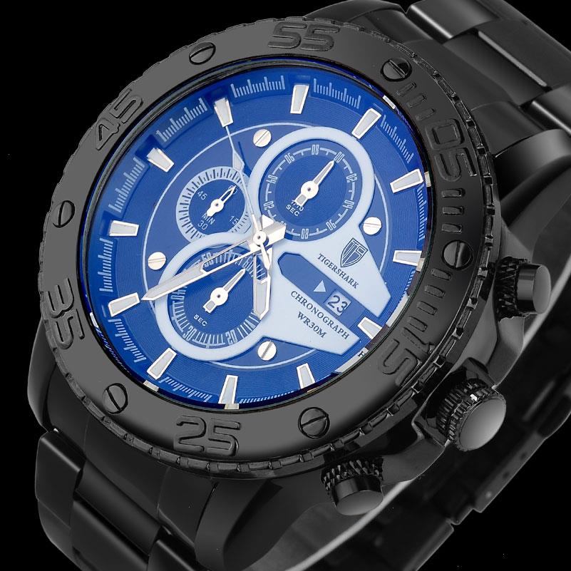 Tigershark Men Sports Watch Quartz Chronograph Stainless Steel Strap 30m Waterproof Relogio Masculino T1580, Black box
Tigershark Men Sports Watch Quartz Chronograph Stainless Steel Strap 30m Waterproof Relogio Masculino T1580, Black box