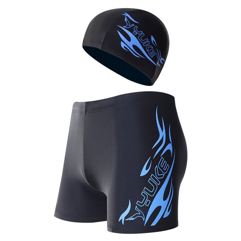 Men's Swimsuit With Hat Beach Sport Swim Trunks Men Surf Swimming Shorts For Male Swimwear Boxer Quick Drying Briefs Plus Size 220505