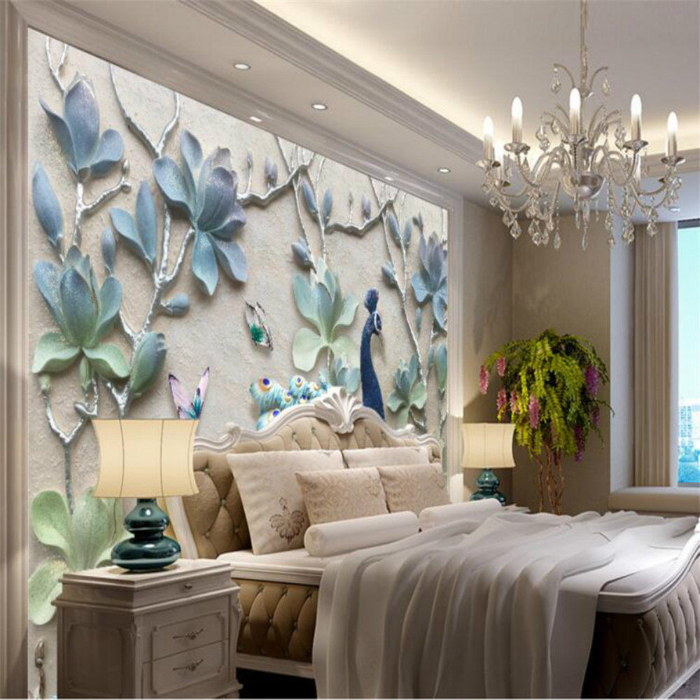 Wallpaper for Walls 3d Embossed blue wallpapers background wall decoration painting wallpaper