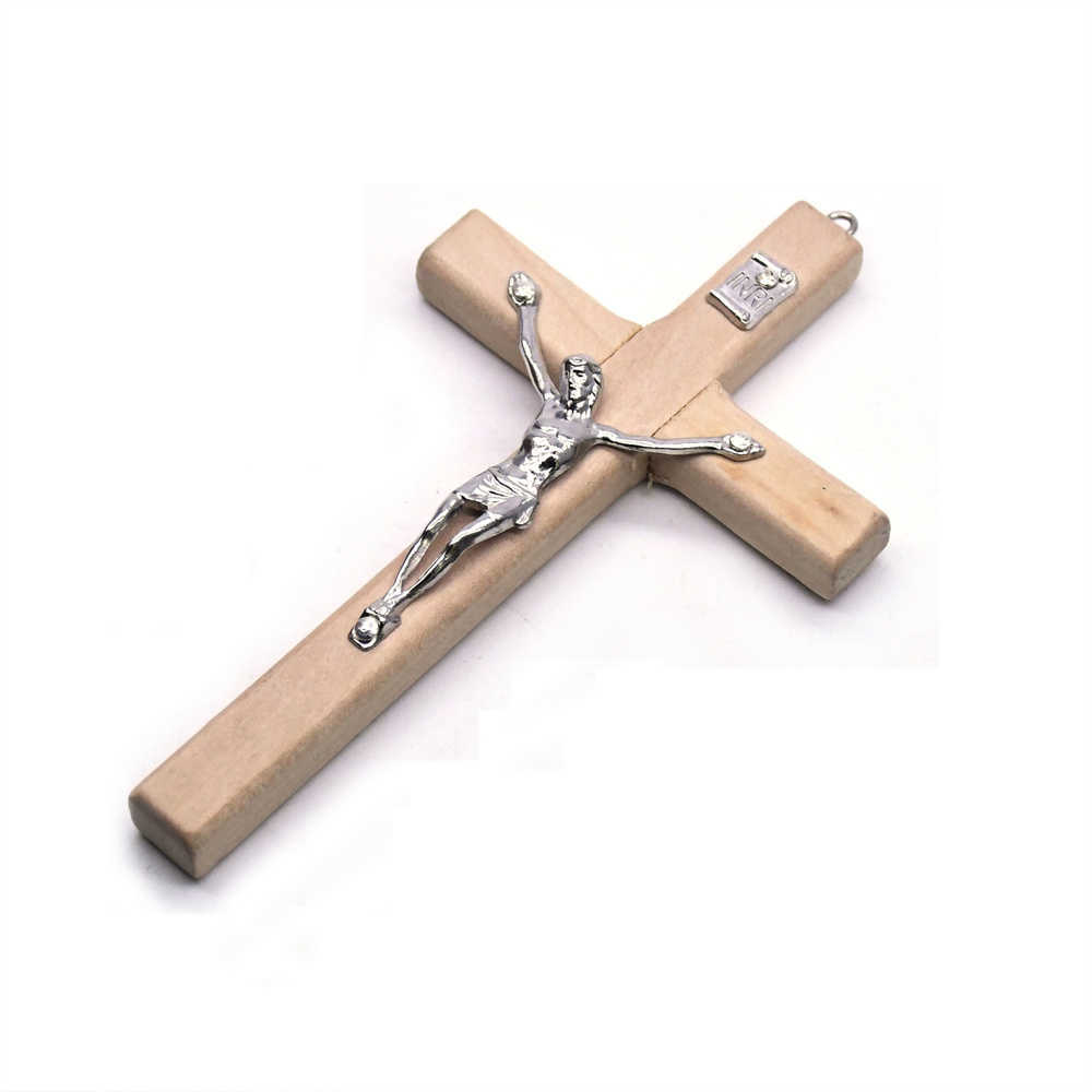 Alloy Cross Zinc Soild Jesus Wooden Catholic Cross Church Ornaments Wall Mounted Wooden Crosses Necklace Pendant