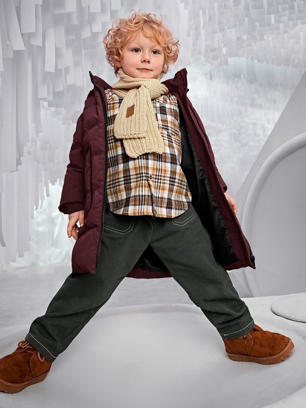 Toddler Boys Slant Pocket Zip Up Hooded Puffer Coat SHE