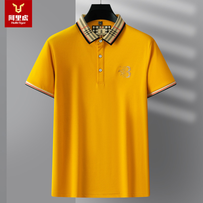 Mens Summer t shirtSpot Embroidery Solid Color Shortsleeved Casual Fashion Business Polo Shirt 220615