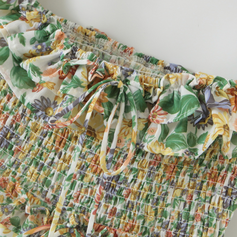 Sexy Floral Print Back Waist Hollow Out Backless Ruffle Strap Mini Dress Sleeveless Short Tank Dresses Holiday Woman Robe 220511