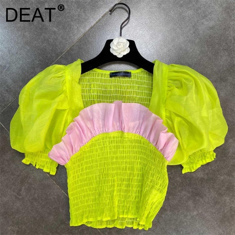 DEAT Women Ruffles Plested T-shirt Arrivals Square Collar Puff Short Sleeve Temperament Fashion Spring Summer 11D1282 210709, Black
DEAT Women Ruffles Plested T-shirt Arrivals Square Collar Puff Short Sleeve Temperament Fashion Spring Summer 11D1282 210709, Black
