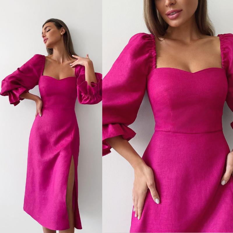 Party Dresses Fuchsia Women Evening Square Neck 3/4 Sleeves Satin Tea Length Simple Elegant Formal Lady Gown 2022 Fashion YSAN1375Party
Party Dresses Fuchsia Women Evening Square Neck 3/4 Sleeves Satin Tea Length Simple Elegant Formal Lady Gown 2022 Fashion YSAN1375Party