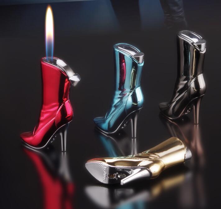 Newest High Heel Lighter Shoes 3 Style Inflatable No Gas Cigar Butane Cigarette Metal Lighters Smoking Tool Accessory W260202