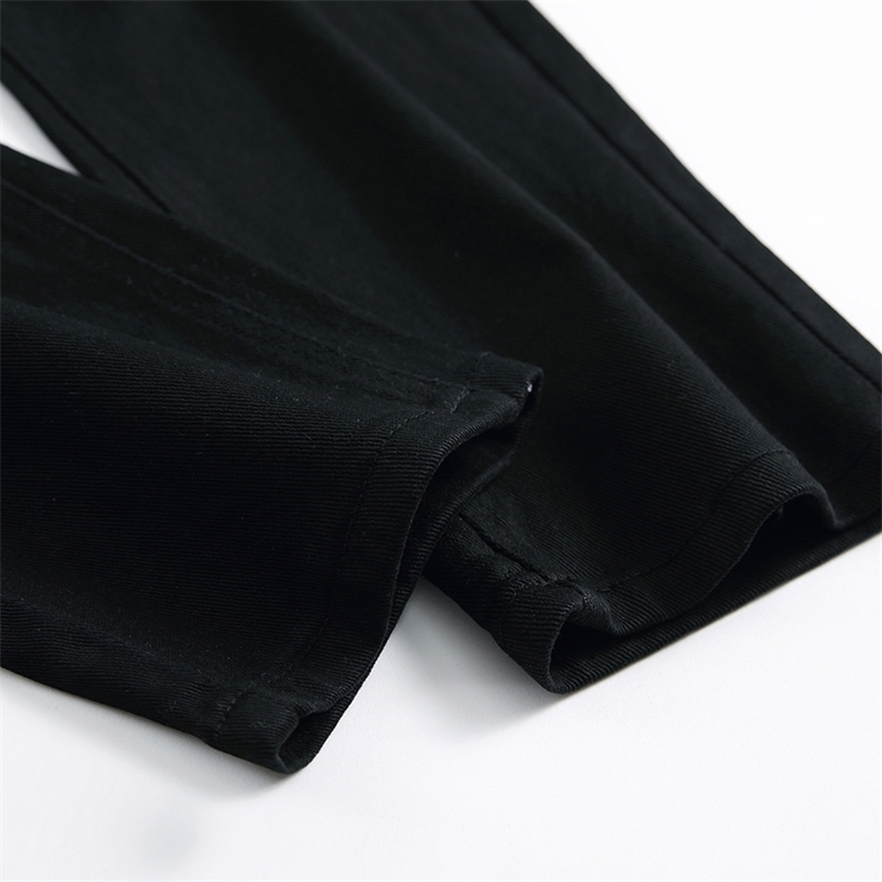 Jeans Pria Berjumbai Celana Fashion Muda Lurus Kecil Elastis Mikro Trendi Empat Musim untuk Pria Ukuran Besar 220817