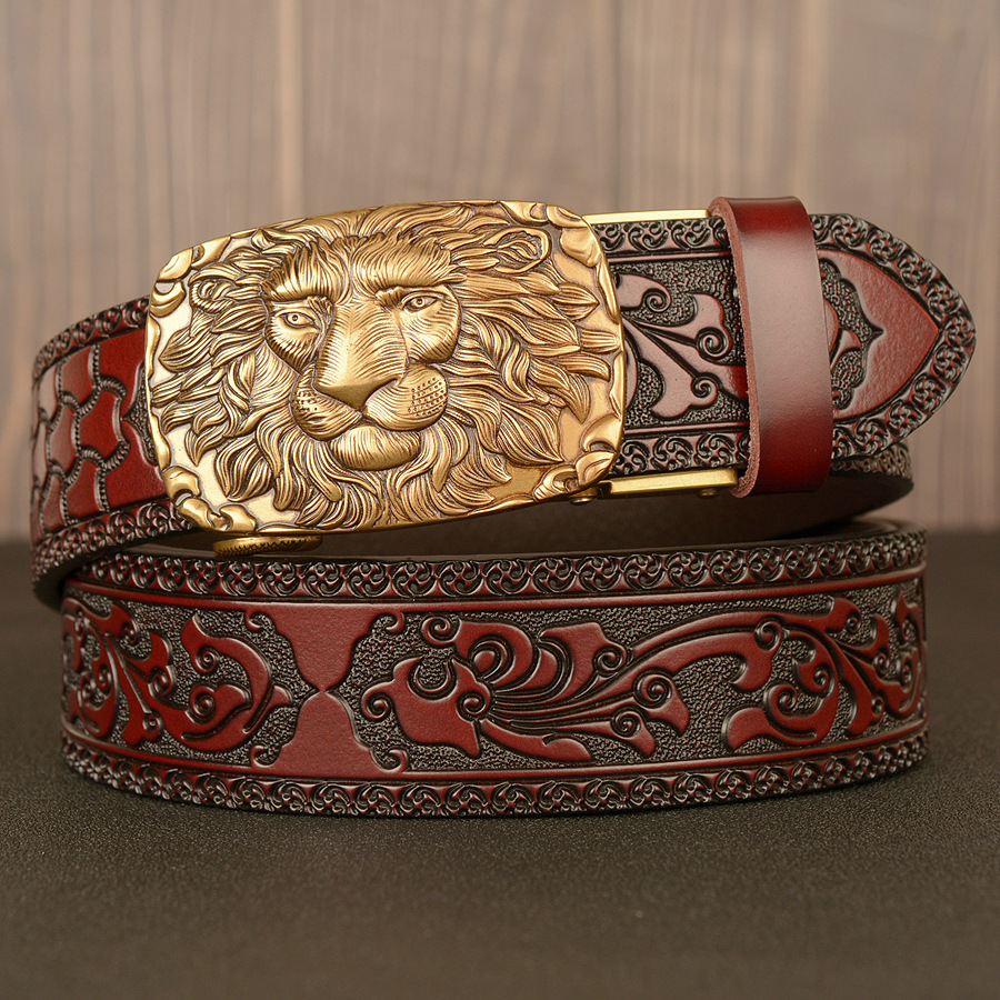 Brand New Men's Chinese Ethnic Luxury Belt Personality Lion Head Automatic Buckle High Quality Leather Design 2 Colors Width 3.5cm, Waist width 3.5cm
Brand New Men's Chinese Ethnic Luxury Belt Personality Lion Head Automatic Buckle High Quality Leather Design 2 Colors Width 3.5cm, Waist width 3.5cm