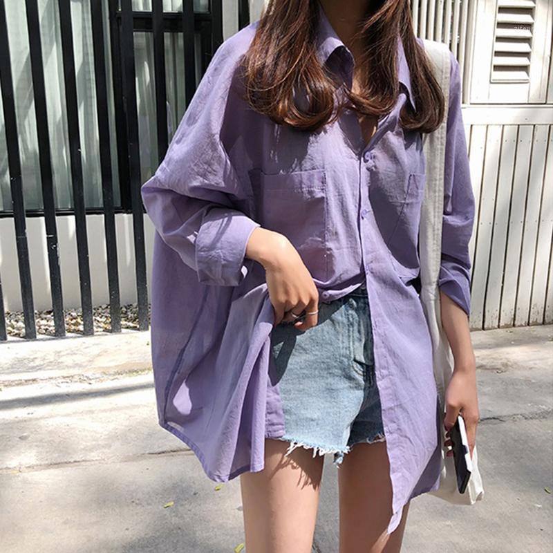 Women Blouses Shirts Wild Vintage Sunscreen Solid Color Casual Loose Cotton Shirt Long Sleeve Lapel Blouse Women's &, Purple
Women Blouses Shirts Wild Vintage Sunscreen Solid Color Casual Loose Cotton Shirt Long Sleeve Lapel Blouse Women's &, Purple