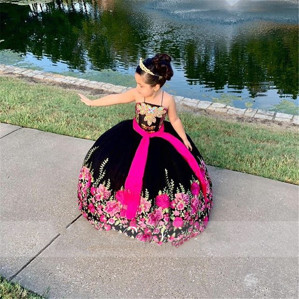 Embroidery Applique mini Quinceanera Dresses Children Princess Dress Beauty Puffy Flower Girl Birthday Dress Photography