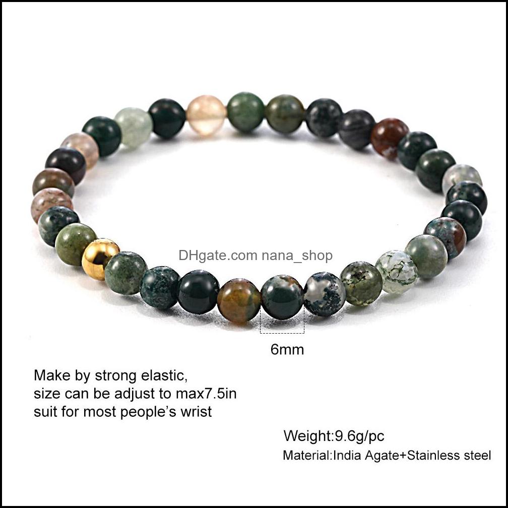 Beaded Strands Bracelets Jewelry Minimalist 6Mm Bead Bracelet For Women Men Tiger Eye Volcanic Stone Agate Beaded Yoga Stretch Drop Deliver