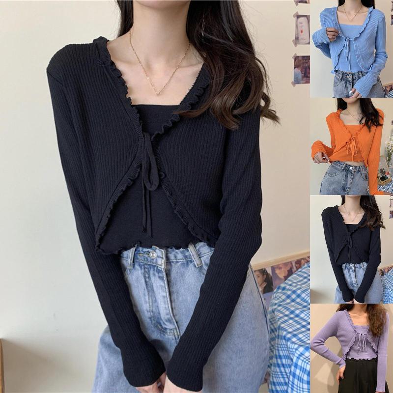 Women's Blouses & Shirts Women Autumn Stylish Loose Long Sleeve Ruffle Wavy Hem Fake Two Piece Knitwear Slim Pullover Tops, Black
Women's Blouses & Shirts Women Autumn Stylish Loose Long Sleeve Ruffle Wavy Hem Fake Two Piece Knitwear Slim Pullover Tops, Black