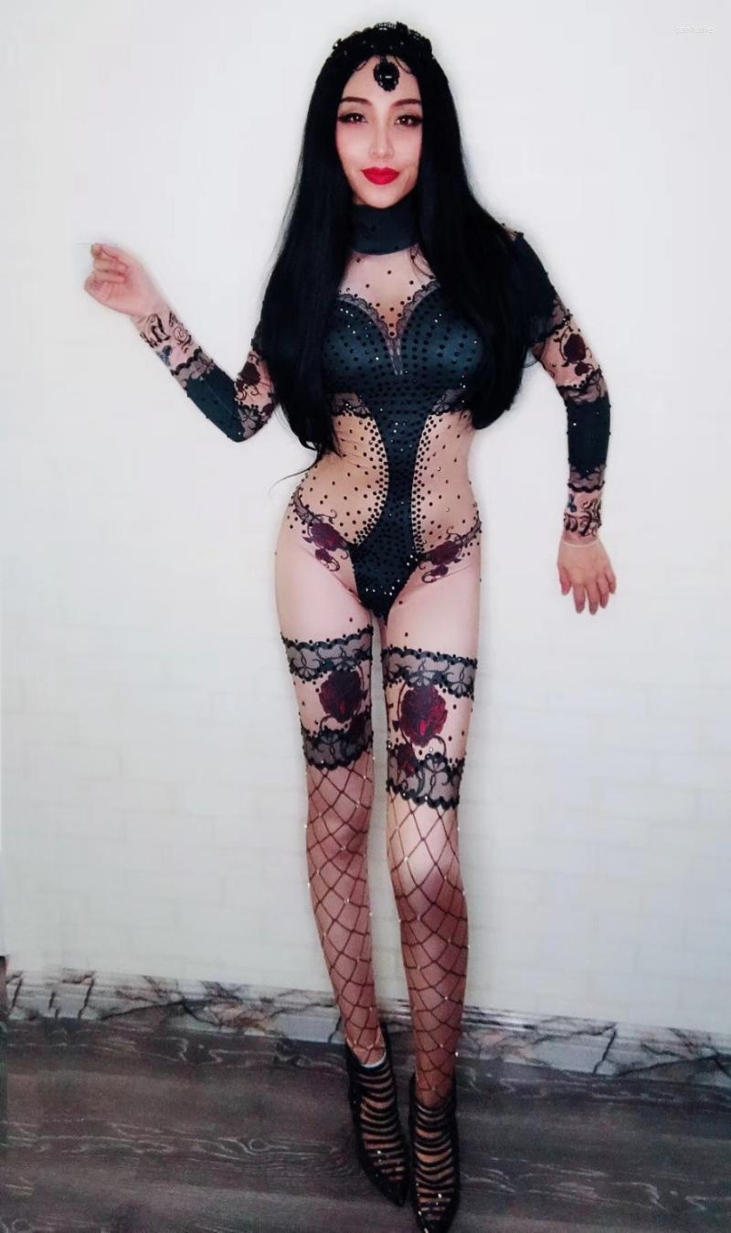 Women's Jumpsuits & Rompers Fashion Black Rose Flower Stretch Jumpsuit Sexy Nightclub Dance Wear Rhinestone Bodysuit Leggings Outfit Perform
Women's Jumpsuits & Rompers Fashion Black Rose Flower Stretch Jumpsuit Sexy Nightclub Dance Wear Rhinestone Bodysuit Leggings Outfit Perform