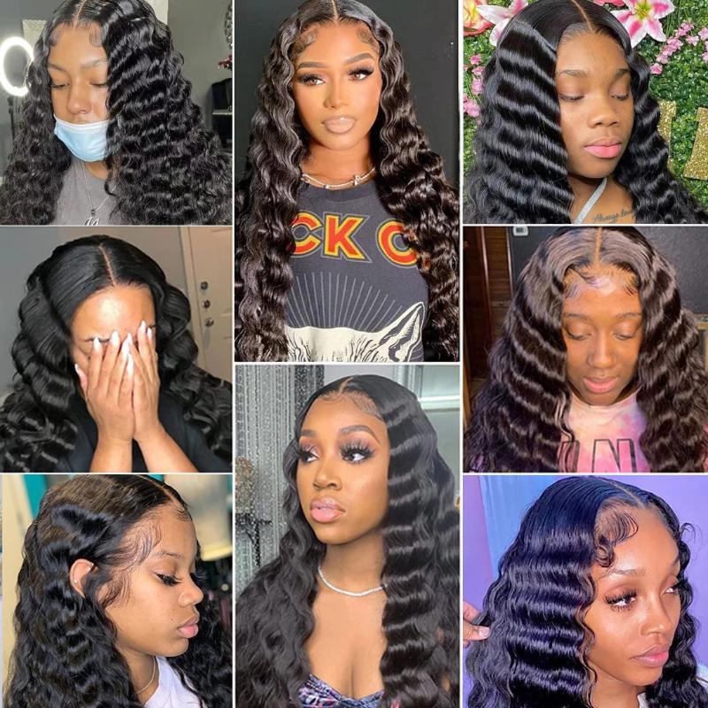 Lace Wigs Transparent Loose Deep Wave Front Human Hair Wig Pre Plucked Frontal 4x4 Closure WigsLace