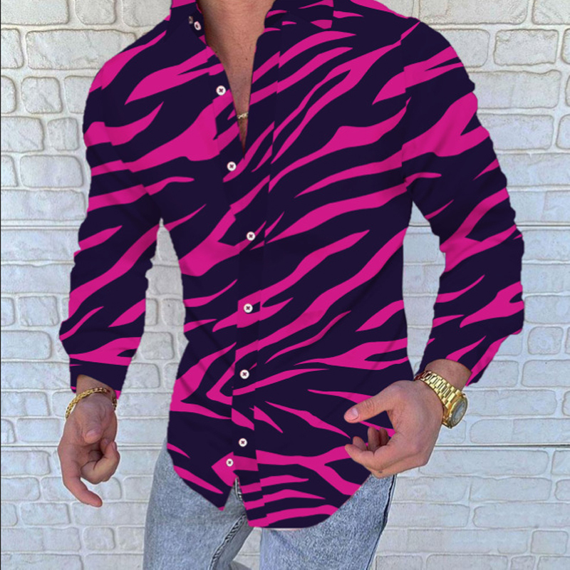 Summer Loose Sleeve Oversize Shirt Men Leopard Tiger Print Lapel Neck Button Up Blouse Streetwear Sexy Shirts 220322