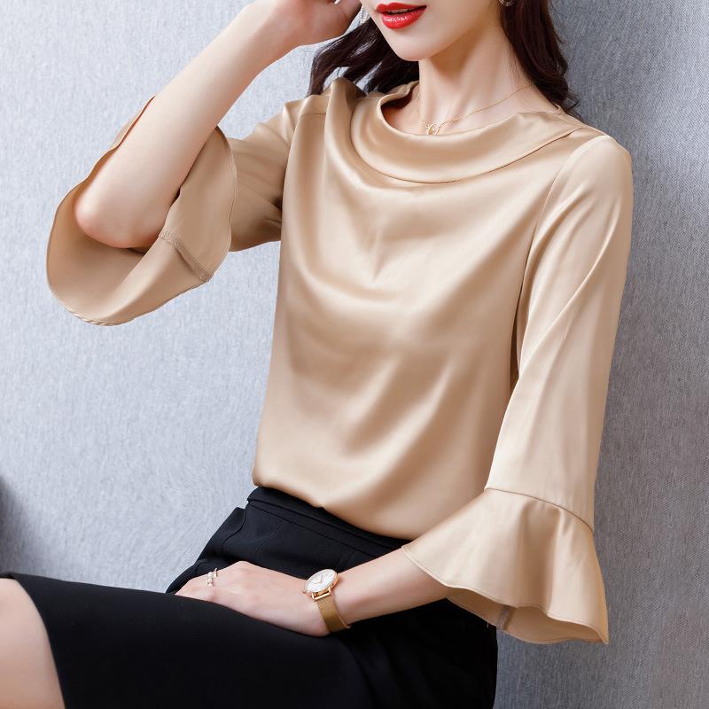Women' T-Shirt Ladies Solid Color Round Neck Chiffon Top Five-point Sleeve GrayWomen, Black
Women' T-Shirt Ladies Solid Color Round Neck Chiffon Top Five-point Sleeve GrayWomen, Black