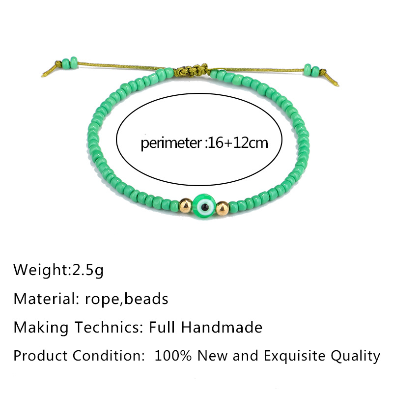 Evil Turkish Eye Bracelet Handmade Rope Chain Colorful Crystal Rice Beaded Braided Bracelets for Women Mens