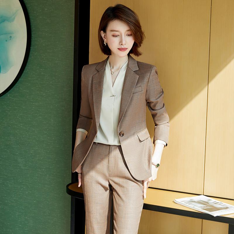 Women' Two Piece Pants Autumn Plaid Pant Suits Sets Formal Ladies Office OL Uniform Designs Women Elegant Business Work Wear Blazers With 2
Women' Two Piece Pants Autumn Plaid Pant Suits Sets Formal Ladies Office OL Uniform Designs Women Elegant Business Work Wear Blazers With 2