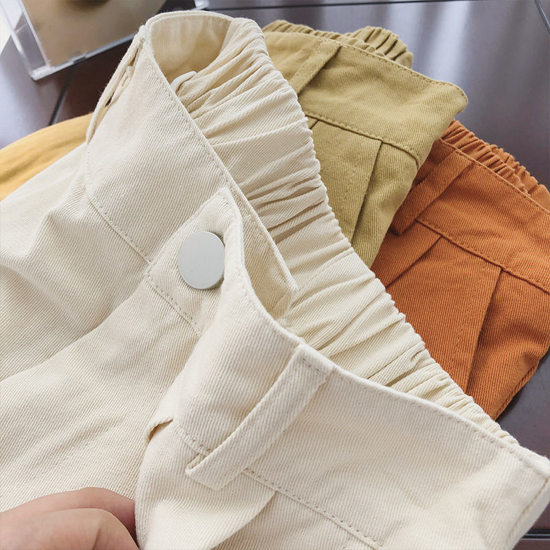 Women s Summer Shorts Korean Style Candy Solid Color Cotton Casual Wide Leg Bermuda Button Fly High Waist Women 2220704