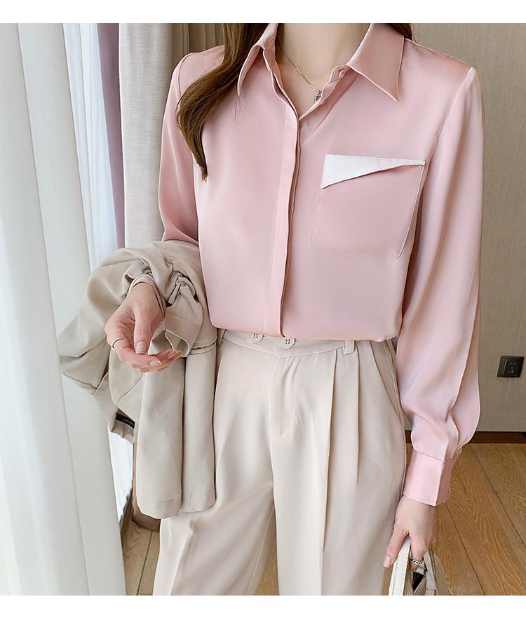 Women' Blouses & Shirts Pink Retro Hong Kong Flavor Color Matching Pocket Satin Long-sleeved Shirt Design Niche WomenWomen
Women' Blouses & Shirts Pink Retro Hong Kong Flavor Color Matching Pocket Satin Long-sleeved Shirt Design Niche WomenWomen